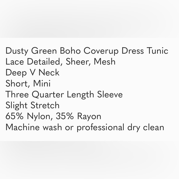 NWT Sage Green Crochet Lace Long Sleeve Dress Coverup - Picture 6 of 6